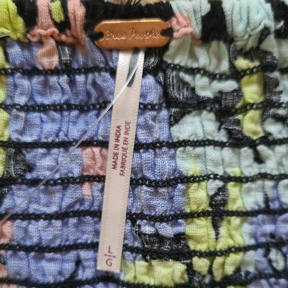 NWOT Free People Ariana Floral Print Smocked Crop Top - Size L - Picture 7 of 10